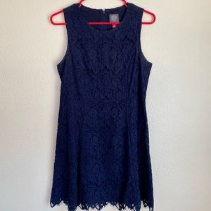 Vince Camuto sleeveless blue lace dress - 10 petite